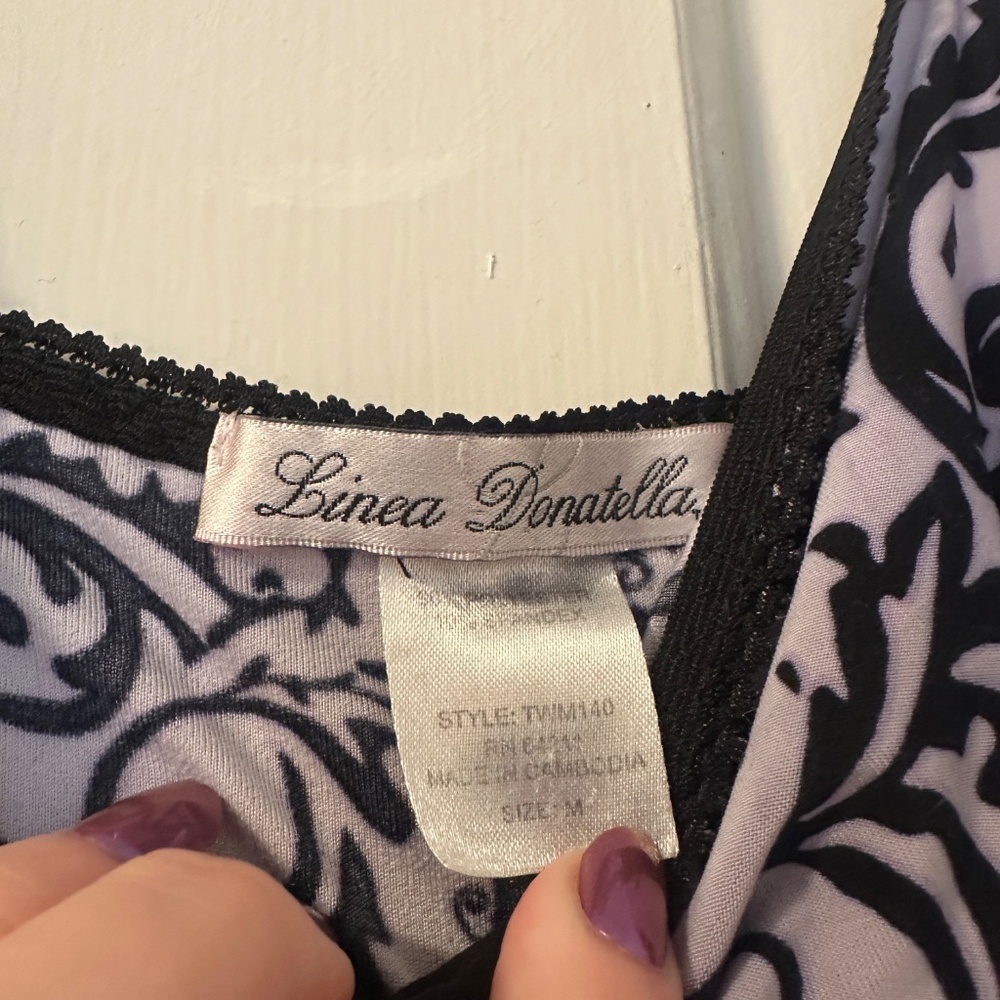 Linea Donatella Women's Tank Top Size Medium Y2K 90s Lavender Black Whimsigoth - Picture 2 of 5